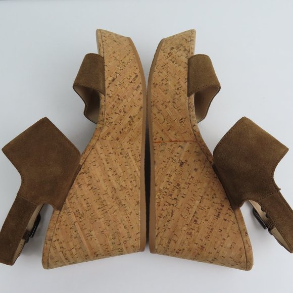 Via Spiga Cork Wedge Suede Sandals, Size 9 M - Picture 8 of 10